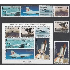 Gibraltar - Correo 2003 Yvert 1037/42+H.54 ** Mnh Aviones