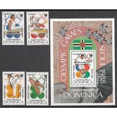 Dominica - Correo 1989 Yvert 1088/91+Hb 141 ** Mnh Olimpiadas de Seul