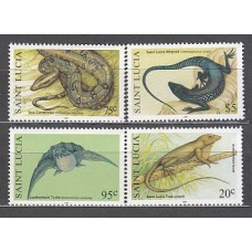 Santa Lucia - Correo Yvert 1101/4 ** Mnh Fauna reptiles