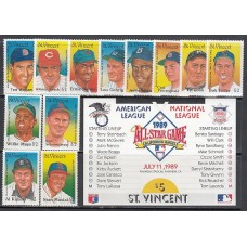 San Vicente - Correo Yvert 1165A/M+H.61A ** Mnh Jugadores de beisbol