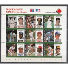 San Vicente - Correo Yvert 1166X juego de 9 hojas ** Mnh Jugadores de beisbol