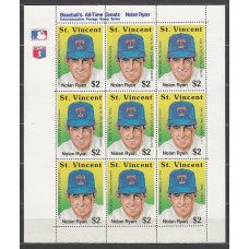 San Vicente - Correo Yvert 1166Y hojita ** Mnh Jugadores de béisbol