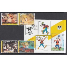 Gambia - Correo 1992 Yvert 1246/9+H.163 ** Mnh  Walt Disney