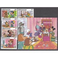 Grenada - Correo 1985 Yvert 1272/6+H.139 ** Mnh Walt Disney