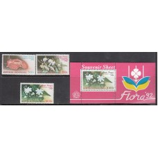 Indonesia - Correo 1992 Yvert 1278/80+Hb 79 ** Mnh  Flora