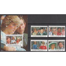 Antigua Correo Yvert 1346/49+Hb 201 ** Mnh Diana de Gales