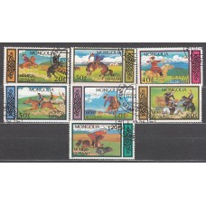 Mongolia - Correo 1987 Yvert 1493/9 usado  Deportes hípica