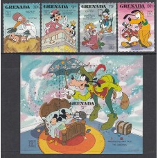 Grenada - Correo 1987 Yvert 1529/32+H.189 ** Mnh Walt Disney