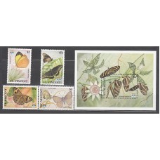 San Vicente - Correo Yvert 1601/4+H.185 ** Mnh Fauna mariposas