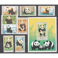 Mongolia - Correo 1990 Yvert 1765/72+Hb 148 ** Mnh  Fauna pandas