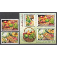 Nueva Zelanda - Correo 2002 Yvert 1934/5+H,160 ** Mnh Frutos