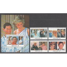 Grenada - Correo 1991 Yvert 1994/7+H.264 ** Mnh Diana de Gales