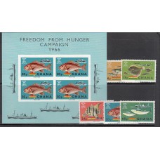 Ghana - Correo 1966 Yvert 240/4+H.20 ** Mnh  Fauna peces