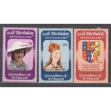 San Vicente-Grenadines - Correo Yvert 243/5 ** Mnh Princesa de Gales