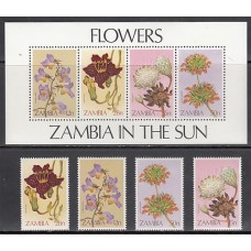 Zambia - Correo Yvert 278/81+H 12 ** Mnh   Flores