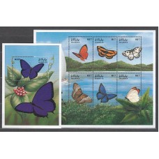 Maldives - Correo Yvert 2787/92+H.420 ** Mnh  Fauna mariposas