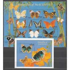 Maldives - Correo Yvert 2950/8+H.440 ** Mnh Fauna mariposas