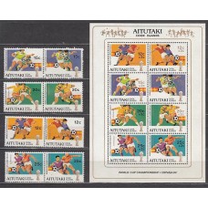 Aitutaki Correo Yvert 318/25+H.37 ** Mnh Deportes. Fútbol