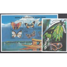 Maldives - Correo Yvert 3219/24+H.483 ** Mnh  Deportes mariposas