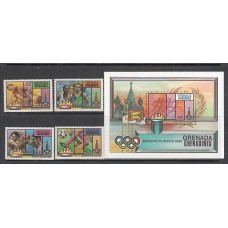 Grenada-Grenadines - Correo Yvert 338/41+H.49 ** Mnh Olimpiadas de Moscu