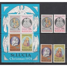 Santa Lucia - Correo Yvert 362/5+H,5 ** Mnh Navidad