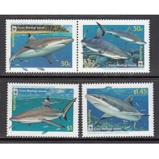 Cocos - Correo Yvert 401/4 ** Mnh Fauna Marina. Tiburones