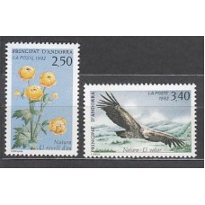 Andorra Francesa Correo 1992 Yvert 420/1 ** Mnh Flora y fauna