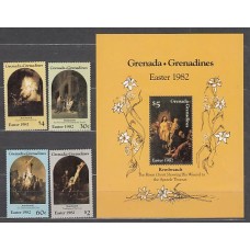 Grenada-Grenadines - Correo Yvert 442/5+H.66 ** Mnh  Pinturas de Rembrandt