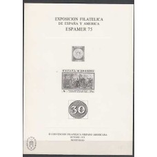 España II Centenario Hojas Recuerdo 1975 Edifil 39 Espamer 75 en negro ** Mnh