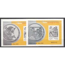 España II Centenario Hojas Recuerdo 2001 Edifil 135/6 Santo Domingo de Silos ** Carpeta Juego Completo con moneda, S.P.Día y CD.