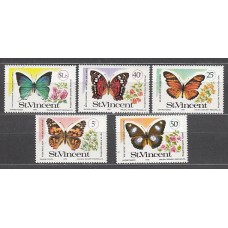 San Vicente - Correo Yvert 506/10 ** Mnh Fauna mariposas