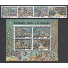 Barbados - Correo 1980 Yvert 508/11+Hb 16 ** Mnh Fauna marina