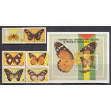 Santo Tomas y Principe - Correo Yvert 530/5+Hb 9 ** Mnh  Fauna mariposas