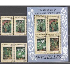 Seychelles - Correo Yvert 535/8+Hb 22 ** Mnh  Flores