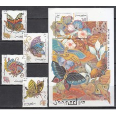 Somalia - Correo Yvert 558/61+Hb 39 ** Mnh  Fauna mariposas