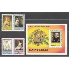 Santa Lucia - Correo Yvert 559/62+H,31 ** Mnh Pinturas