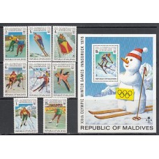 Maldives - Correo Yvert 584/91+H,34 ** Mnh  Olimpiadas de Innsbruck