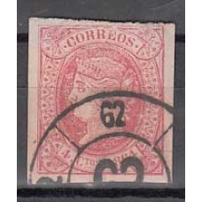 Matasellos y marcas de 4 cuartos Rueda de carreta 1864 Edifil 64 nº 62 Tuy