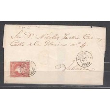 Matasellos y marcas de 4 cuartos Fechador 1856 Edifil 48 Orihuela (Alicante)