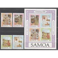 Samoa - Correo Yvert 593/6+H 37 ** Mnh Navidad