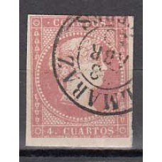 Matasellos y marcas de 4 cuartos Fechador 1856 Edifil 48 Almaraz (Caceres)