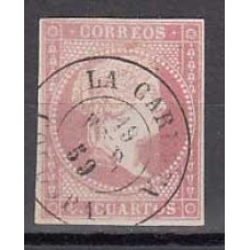 Matasellos y marcas de 4 cuartos Fechador 1856 Edifil 48 La Carlota (Cordoba) Tipo II