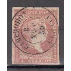 Matasellos y marcas de 4 cuartos Fechador 1856 Edifil 48 Camprodon (Gerona)