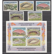 Santo Tomas y Principe - Correo Yvert 598/602+Hb 18 ** Mnh  Olimpiadas de Moscu