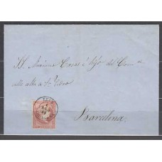 Matasellos y marcas de 4 cuartos Fechador 1856 Edifil 48  Reus (Tarragona) CARTA a Barcelona