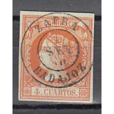 Matasellos y marcas de 4 cuartos Fechador 1860 Edifil 52 Zafra (Badajoz)