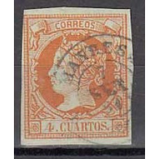 Matasellos y marcas de 4 cuartos Fechador 1860 Edifil 52 Manresa (Barcelona)