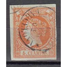 Matasellos y marcas de 4 cuartos Fechador 1860 Edifil 52 Mataro (Barcelona)