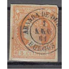 Matasellos y marcas de 4 cuartos Fechador 1860 Edifil 52 Aranda de Duero (Burgos)