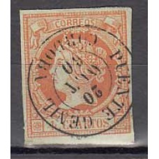 Matasellos y marcas de 4 cuartos Fechador 1860 Edifil 52 Puente Genil (Cordoba)